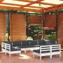 Garden furniture 9 pieces and white cushions solid pine wood by , Garden sets - Ref: Foro24-3097200, Price: 792,79 €, Discoun...