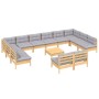 Garden furniture 13 pieces and cushions solid gray pine wood by , Garden sets - Ref: Foro24-3097228, Price: 1,00 €, Discount: %