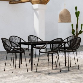 Juego de comedor para jardín 7 piezas negro de , Conjuntos de jardín - Ref: Foro24-3099134, Precio: 706,99 €, Descuento: %