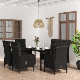 Juego de comedor de jardín 7 piezas con cojines negro de , Conjuntos de jardín - Ref: Foro24-3099356, Precio: 968,99 €, Descu...