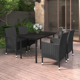 Garten-Essgruppe 5-teilig und Kissen aus synthetischem Rattan und Glas von , Gartensets - Ref: Foro24-3099687, Preis: 324,99 ...