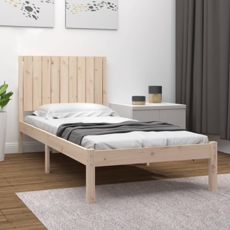 Estructura de cama madera maciza de pino 90x190 cm de , Camas y somieres - Ref: Foro24-3104378, Precio: 84,99 €, Descuento: %