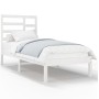 White single solid wood bed frame 75x190 cm by , Beds and slatted bases - Ref: Foro24-3105756, Price: 93,44 €, Discount: %