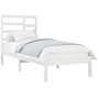 White single solid wood bed frame 75x190 cm by , Beds and slatted bases - Ref: Foro24-3105756, Price: 93,44 €, Discount: %