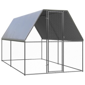 Galvanized steel outdoor chicken coop cage 2x4x2 m by , Cages and habitats for small animals - Ref: Foro24-3154371, Price: 28...