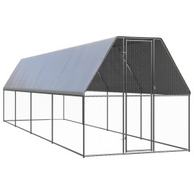 Galvanized steel outdoor chicken coop cage 2x8x2 m by , Cages and habitats for small animals - Ref: Foro24-3154373, Price: 43...