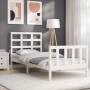 White solid wood bed frame with headboard 90x190 cm by , Beds and slatted bases - Ref: Foro24-3192067, Price: 99,57 €, Discou...