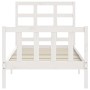 White solid wood bed frame with headboard 90x190 cm by , Beds and slatted bases - Ref: Foro24-3192067, Price: 99,57 €, Discou...