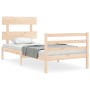 Bed frame with solid wood headboard by , Beds and slatted bases - Ref: Foro24-3195056, Price: 85,99 €, Discount: %