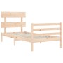 Bed frame with solid wood headboard by , Beds and slatted bases - Ref: Foro24-3195056, Price: 85,99 €, Discount: %