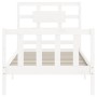 Estructura de cama con cabecero madera maciza blanco de , Camas y somieres - Ref: Foro24-3192522, Precio: 104,45 €, Descuento: %