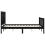 Estructura cama de matrimonio con cabecero madera maciza negro de , Camas y somieres - Ref: Foro24-3193185, Precio: 209,34 €,...