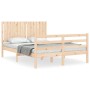 Bed frame with solid wood headboard 140x200 cm by , Beds and slatted bases - Ref: Foro24-3194766, Price: 140,46 €, Discount: %