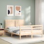 Bed frame with solid wood headboard 140x200 cm by , Beds and slatted bases - Ref: Foro24-3194766, Price: 140,46 €, Discount: %