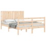 Bed frame with solid wood headboard 140x200 cm by , Beds and slatted bases - Ref: Foro24-3194766, Price: 140,46 €, Discount: %