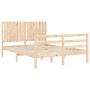 Bed frame with solid wood headboard 140x200 cm by , Beds and slatted bases - Ref: Foro24-3194766, Price: 140,46 €, Discount: %