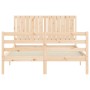 Bed frame with solid wood headboard 140x200 cm by , Beds and slatted bases - Ref: Foro24-3194766, Price: 140,46 €, Discount: %