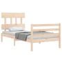 Bed frame with solid wood headboard by , Beds and slatted bases - Ref: Foro24-3195121, Price: 85,99 €, Discount: %