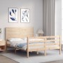 Bed frame with solid wood headboard 140x200 cm by , Beds and slatted bases - Ref: Foro24-3195026, Price: 156,15 €, Discount: %