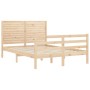 Bed frame with solid wood headboard 140x200 cm by , Beds and slatted bases - Ref: Foro24-3195026, Price: 156,15 €, Discount: %