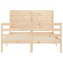 Bed frame with solid wood headboard 140x200 cm by , Beds and slatted bases - Ref: Foro24-3195026, Price: 156,15 €, Discount: %