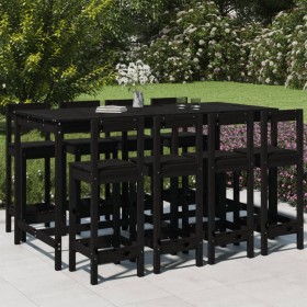 Hoher Gartentisch und Hocker 9 Stk. massives Kiefernholz schwarz von , Gartensets - Ref: Foro24-3154774, Preis: 596,99 €, Rab...