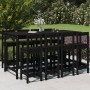 High table and stools set for garden, 9 pieces, made of solid black pine wood. by , Garden sets - Ref: Foro24-3154774, Price:...