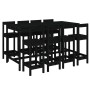 High table and stools set for garden, 9 pieces, made of solid black pine wood. by , Garden sets - Ref: Foro24-3154774, Price:...