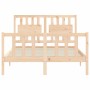 Estructura de cama de matrimonio con cabecero madera maciza de , Camas y somieres - Ref: Foro24-3192401, Precio: 169,12 €, De...