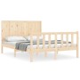 Bed frame with solid wood headboard 140x200 cm by , Beds and slatted bases - Ref: Foro24-3192621, Price: 145,99 €, Discount: %