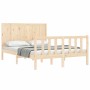 Bed frame with solid wood headboard 140x200 cm by , Beds and slatted bases - Ref: Foro24-3192621, Price: 145,99 €, Discount: %