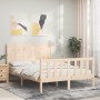 Bed frame with solid wood headboard 140x200 cm by , Beds and slatted bases - Ref: Foro24-3192621, Price: 145,99 €, Discount: %