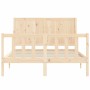 Bed frame with solid wood headboard 140x200 cm by , Beds and slatted bases - Ref: Foro24-3192621, Price: 145,99 €, Discount: %