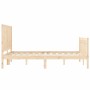 Bed frame with solid wood headboard 140x200 cm by , Beds and slatted bases - Ref: Foro24-3192621, Price: 145,99 €, Discount: %