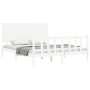 Double bed frame with white solid wood headboard by , Beds and slatted bases - Ref: Foro24-3193407, Price: 164,05 €, Discount: %