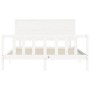 Double bed frame with white solid wood headboard by , Beds and slatted bases - Ref: Foro24-3193407, Price: 164,05 €, Discount: %