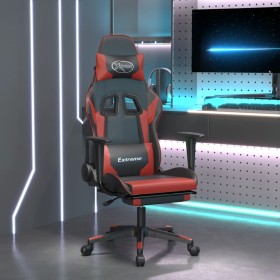 Silla gaming masaje reposapiés cuero sintético negro rojo tinto de , Sillones para videojuegos - Ref: Foro24-345464, Precio: ...