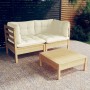 3-piece garden furniture set with cream pine wood cushions by , Garden sets - Ref: Foro24-3096016, Price: 226,58 €, Discount: %