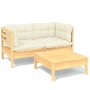 3-piece garden furniture set with cream pine wood cushions by , Garden sets - Ref: Foro24-3096016, Price: 226,37 €, Discount: %