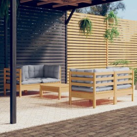 5-piece garden furniture set with gray pine wood cushions by , Garden sets - Ref: Foro24-3096021, Price: 388,37 €, Discount: %