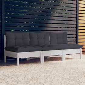 3-Sitzer-Gartensofa mit Kissen aus anthrazitgrauem Zirbenholz von , Outdoor-Sofas - Ref: Foro24-3096077, Preis: 256,99 €, Rab...