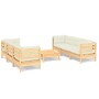 7-piece garden furniture set with cream-colored pine wood cushions by , Garden sets - Ref: Foro24-3096118, Price: 518,07 €, D...