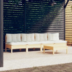 5-piece garden furniture set with cream pine wood cushions by , Garden sets - Ref: Foro24-3096130, Price: 339,86 €, Discount: %