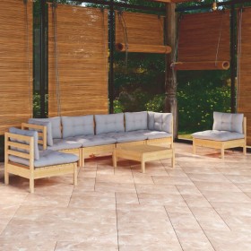 7-piece garden furniture set with solid pine wood cushions by , Garden sets - Ref: Foro24-3096201, Price: 511,99 €, Discount: %