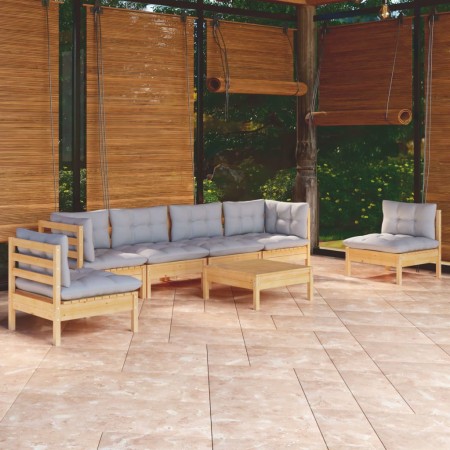 7-piece garden furniture set with solid pine wood cushions by , Garden sets - Ref: Foro24-3096201, Price: 540,27 €, Discount: %