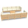 Gartenmöbel 9 Stk. und Kissen massives Zirbenholz creme von , Gartensets - Ref: Foro24-3096166, Preis: 687,03 €, Rabatt: %