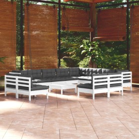 Muebles de jardín 13 pzas con cojines blanco madera maciza pino de , Conjuntos de jardín - Ref: Foro24-3096882, Precio: 1,00 ...