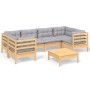 7-piece garden furniture set with gray pine wood cushions by , Garden sets - Ref: Foro24-3097300, Price: 540,01 €, Discount: %