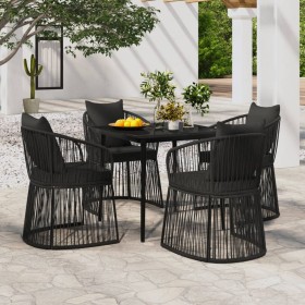 Juego de comedor de jardín 5 piezas con cojines negro de , Conjuntos de jardín - Ref: Foro24-3099192, Precio: 680,85 €, Descu...