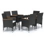 Juego de comedor de jardín 7 piezas con cojines negro de , Conjuntos de jardín - Ref: Foro24-3099332, Precio: 462,03 €, Descu...